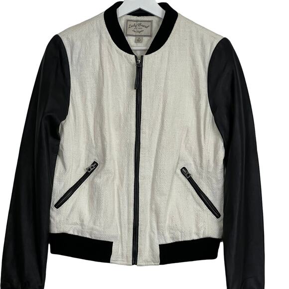 Women's Lucky brand Colorblock Cotton W/Leather Bomber Jacket Size Small - Picture 6 of 16